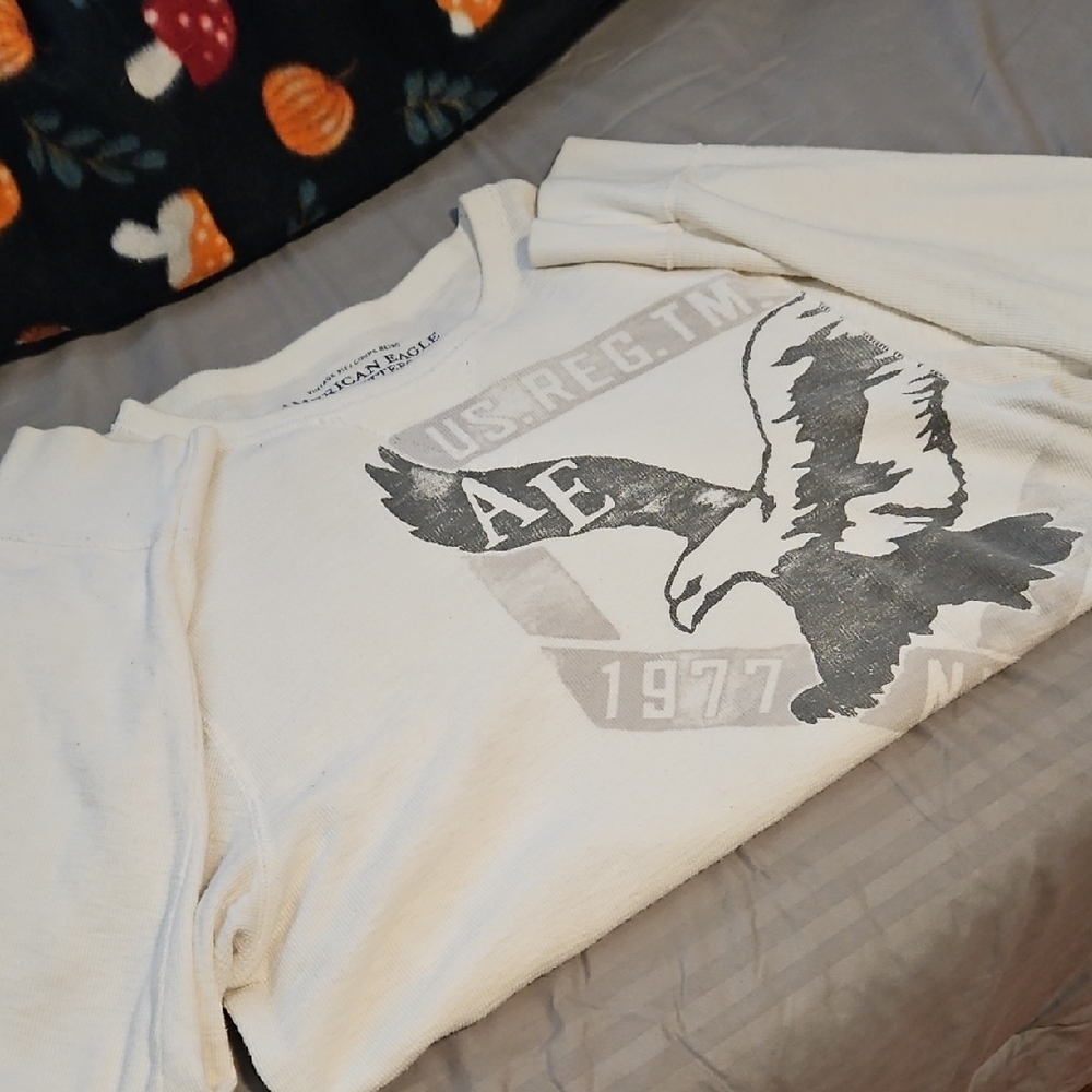 American Eagle Cream Graphic Sweatshirt